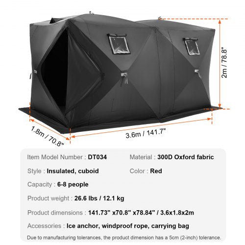 Portable Ice Shelter 68 Person PopUp Ice Fishing Tent 70 Square Feet