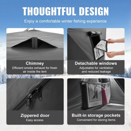 Portable Ice Shelter 12 Person PopUp Ice Fishing Tent 24 Square Feet