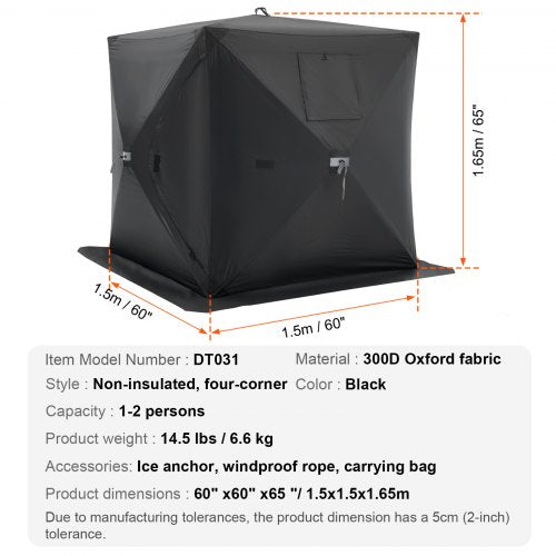 Portable Ice Shelter 12 Person PopUp Ice Fishing Tent 24 Square Feet