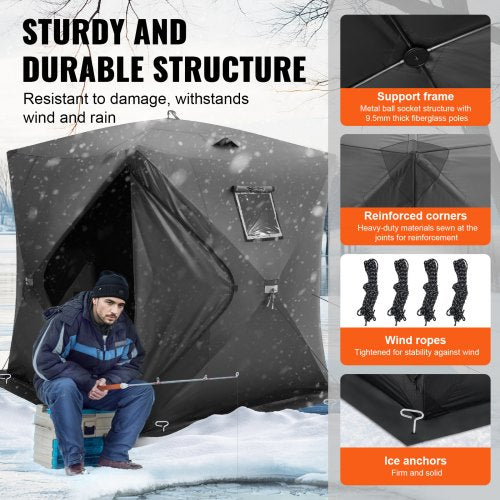 Portable Ice Shelter 34 Person PopUp Ice Fishing Tent 35 Square Feet