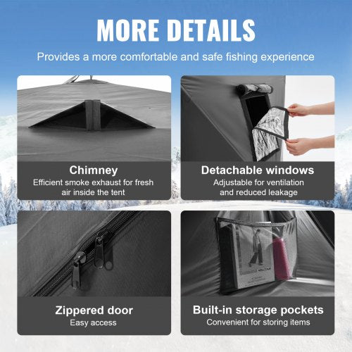 Portable Ice Shelter 34 Person PopUp Ice Fishing Tent 35 Square Feet