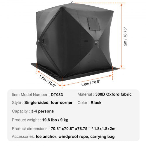 Portable Ice Shelter 34 Person PopUp Ice Fishing Tent 35 Square Feet