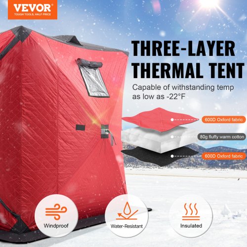 Portable Ice Shelter 34 Person Insulated PopUp Ice Fishing Tent 35