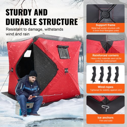 Portable Ice Shelter 34 Person Insulated PopUp Ice Fishing Tent 35