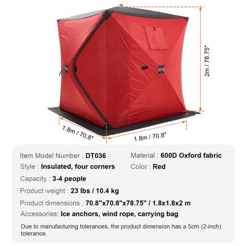 Portable Ice Shelter 34 Person Insulated PopUp Ice Fishing Tent 35