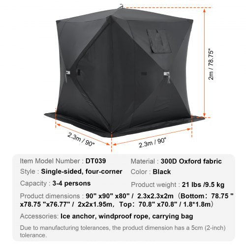 Portable Ice Shelter 34 Person PopUp Ice Fishing Tent 43 Square Feet