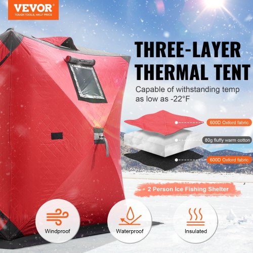 12 Person Ourdoor Portable Ice Shelter PopUp Ice Fishing Shanty Tent – 65 INCH