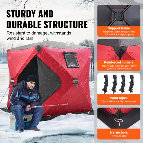 12 Person Ourdoor Portable Ice Shelter PopUp Ice Fishing Shanty Tent – 65 INCH