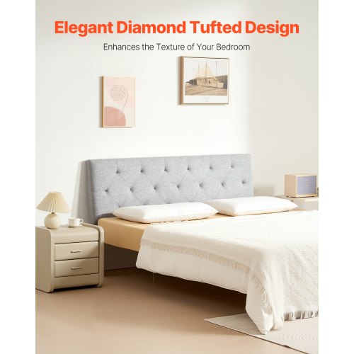 Headboard Full Size Headboard with Adjustable Height Comfortable Diamond