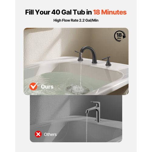 Roman Tub Faucet 3 Hole Waterfall Bathtub Faucet Gooseneck Bath Tubs