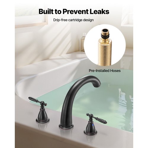 Roman Tub Faucet 3 Hole Waterfall Bathtub Faucet Gooseneck Bath Tubs