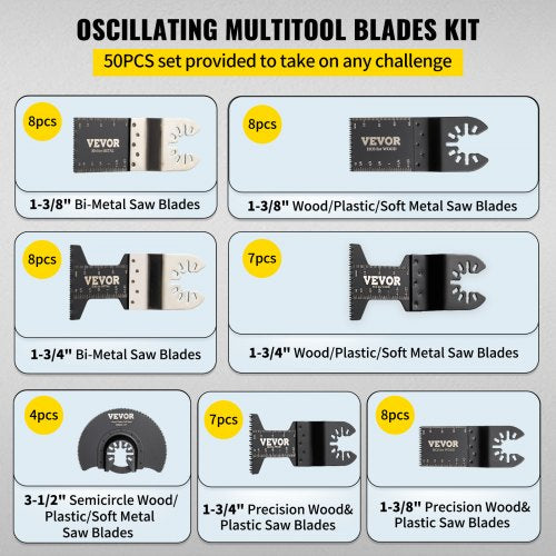 50 PCS Oscillating Saw Blades Quick Release Multitool Blades Kit HCS Tool