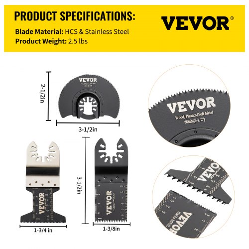 50 PCS Oscillating Saw Blades Quick Release Multitool Blades Kit HCS Tool