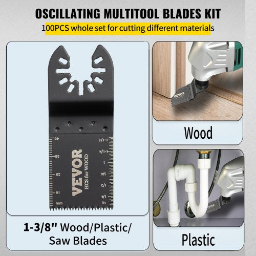 100PCS Oscillating Saw Blades Quick Release Multitool Blades Kit HCS Tool