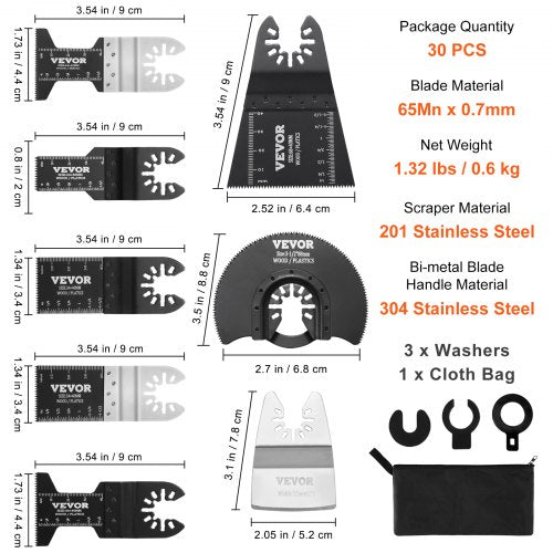 30PCS Multi Tool Blades Kits Universal Quick Release Oscillating Saw