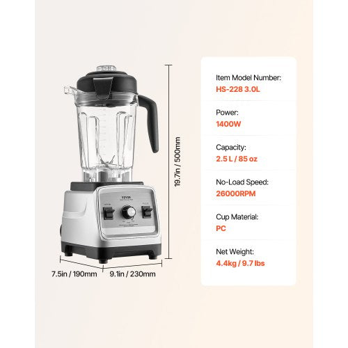 Blender for Smoothies 85 oz 1400W Professional Blender with Powerful