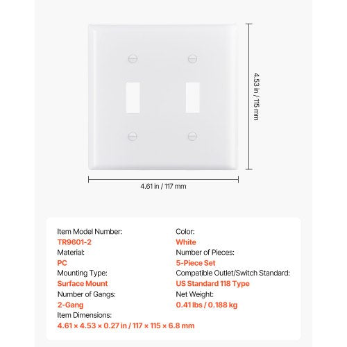 Toggle Light Switch Wall Plates 2Gang Switch Electrical Outlet Covers