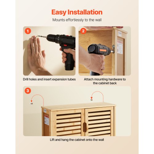 Bathroom Wall Cabinet 2 Doors and Adjustable Shelf with 3 Height Levels