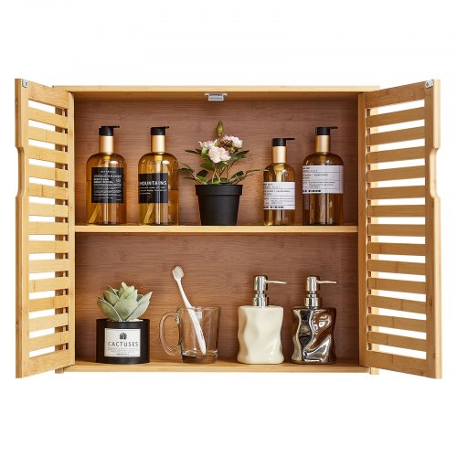 Bathroom Wall Cabinet 2 Doors and Adjustable Shelf with 3 Height Levels