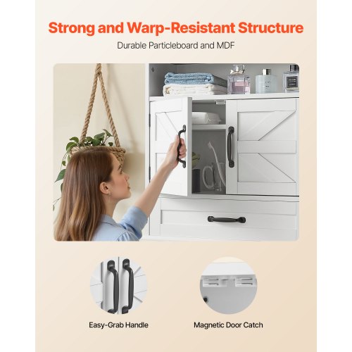 Bathroom Wall Cabinet 2 Doors Adjustable Shelf Over the Toilet Storage