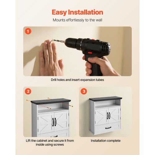 Bathroom Wall Cabinet 2 Doors Adjustable Shelf Over the Toilet Storage