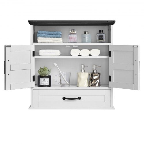 Bathroom Wall Cabinet 2 Doors Adjustable Shelf Over the Toilet Storage