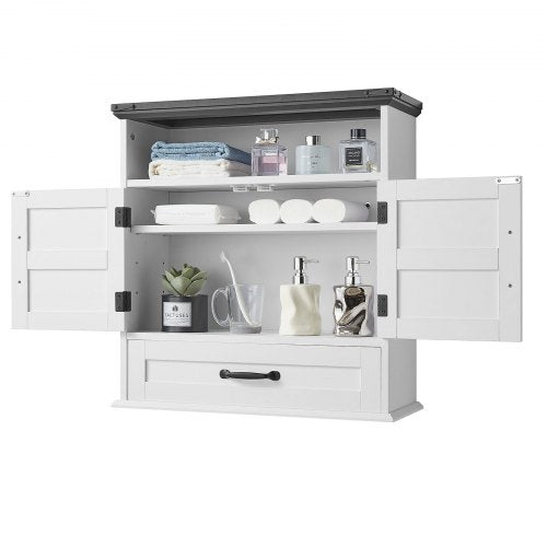 Bathroom Wall Cabinet 2 Doors Adjustable Shelf Over the Toilet Storage