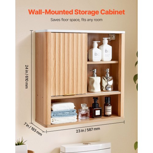 Bathroom Wall Cabinet with Door and Adjustable Shelf Over the Toilet