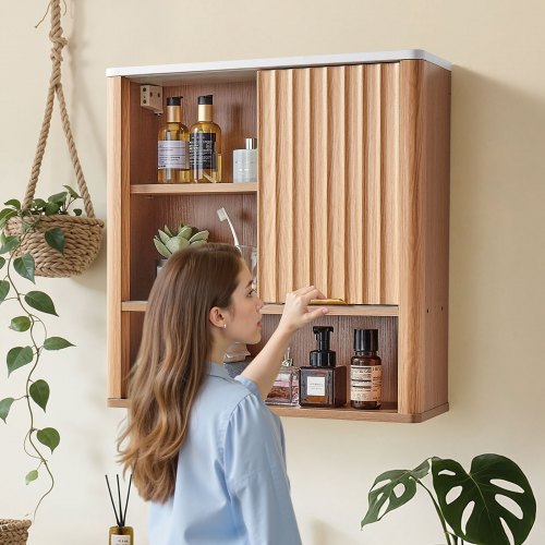 Bathroom Wall Cabinet with Door and Adjustable Shelf Over the Toilet