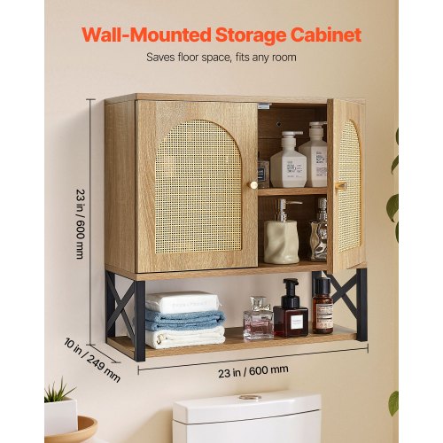 Bathroom Wall Cabinet with 2 Doors and Adjustable Shelf Over the Toilet