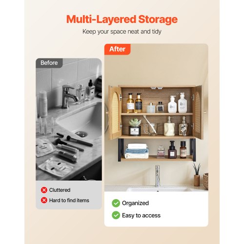 Bathroom Wall Cabinet with 2 Doors and Adjustable Shelf Over the Toilet