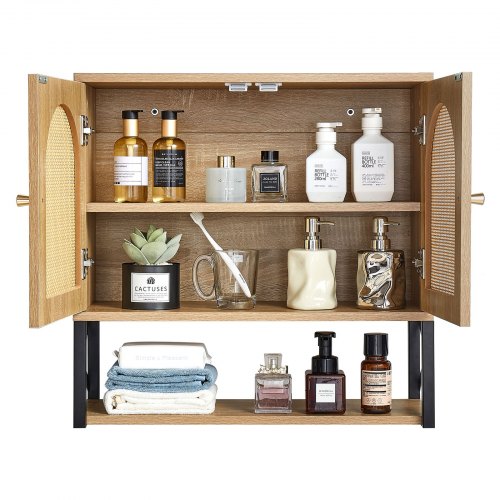 Bathroom Wall Cabinet with 2 Doors and Adjustable Shelf Over the Toilet