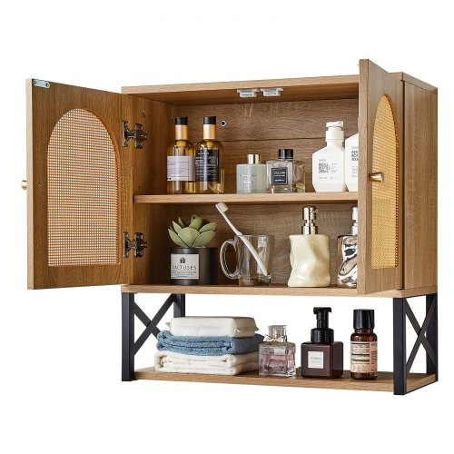 Bathroom Wall Cabinet with 2 Doors and Adjustable Shelf Over the Toilet