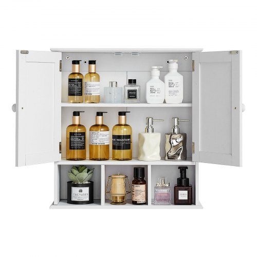 Bathroom Wall Cabinet 2 Doors Adjustable Shelf Over the Toilet Storage