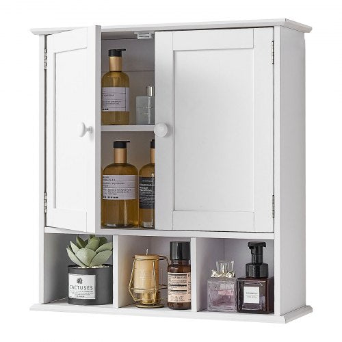 Bathroom Wall Cabinet 2 Doors Adjustable Shelf Over the Toilet Storage