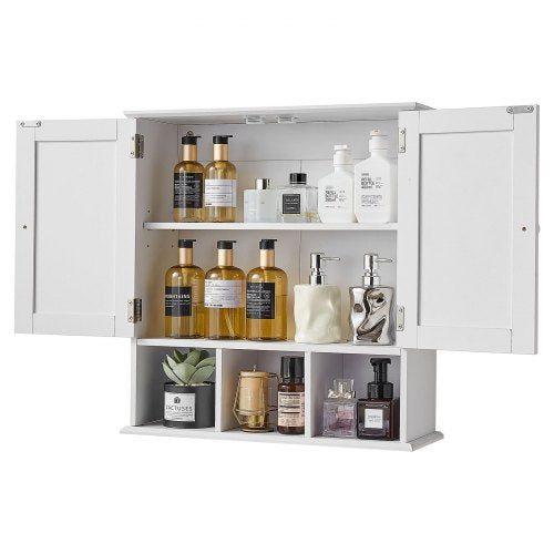 Bathroom Wall Cabinet 2 Doors Adjustable Shelf Over the Toilet Storage