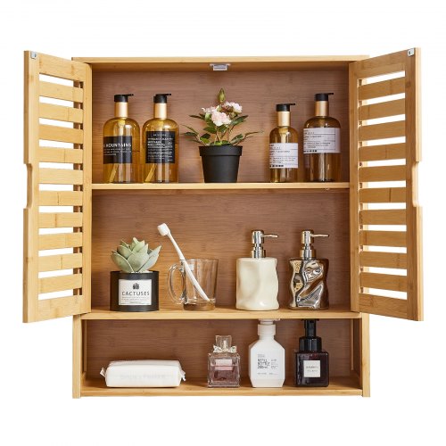 Bathroom Wall Cabinet 2 Doors and Adjustable Shelf Over the Toilet Storage