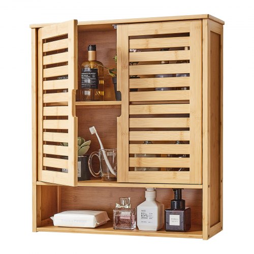 Bathroom Wall Cabinet 2 Doors and Adjustable Shelf Over the Toilet Storage