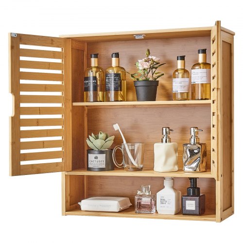 Bathroom Wall Cabinet 2 Doors and Adjustable Shelf Over the Toilet Storage