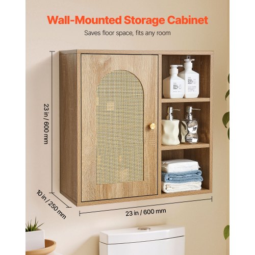 Bathroom Wall Cabinet Door and Adjustable Shelf with 5 Height Levels