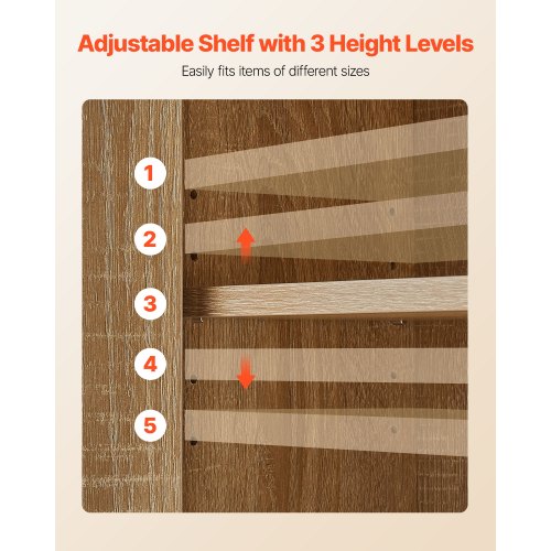 Bathroom Wall Cabinet Door and Adjustable Shelf with 5 Height Levels