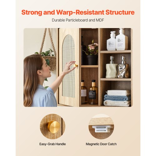Bathroom Wall Cabinet Door and Adjustable Shelf with 5 Height Levels