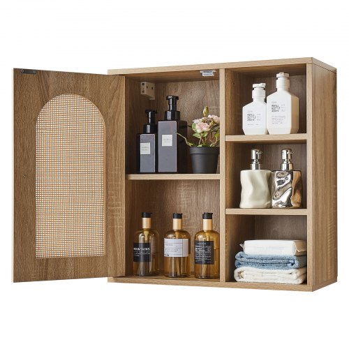 Bathroom Wall Cabinet Door and Adjustable Shelf with 5 Height Levels