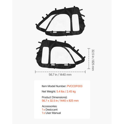 Cab Enclosure Upper Doors Compatible with Polaris RZR XP 1000XP Turbo
