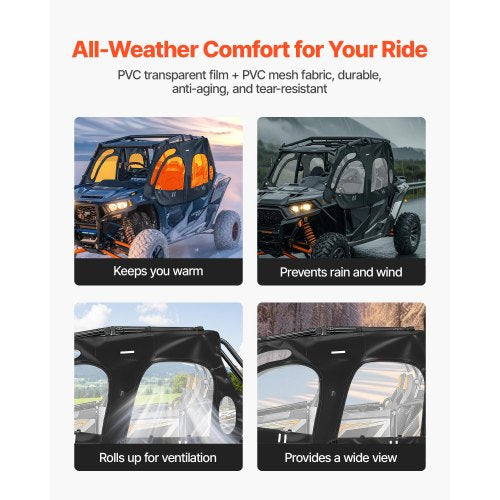 Cab Enclosure Upper Doors Compatible with Polaris RZR XP4 1000Turbo