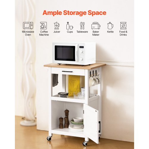 Kitchen Island Cart with Single Door Cabinet Mobile Carts with Drawer