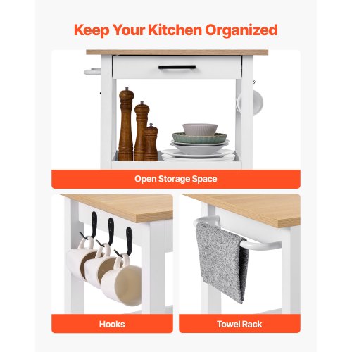 Kitchen Island Cart with Single Door Cabinet Mobile Carts with Drawer