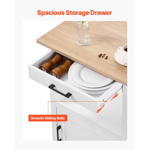 Kitchen Island Cart with Single Door Cabinet Mobile Carts with Drawer