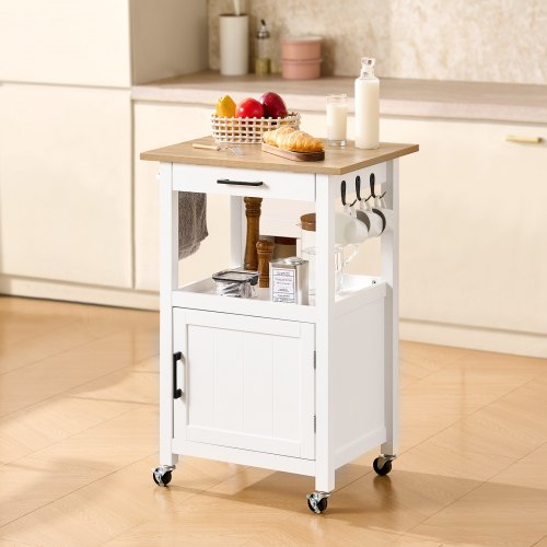Kitchen Island Cart with Single Door Cabinet Mobile Carts with Drawer