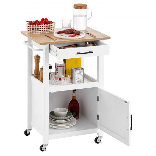 Kitchen Island Cart with Single Door Cabinet Mobile Carts with Drawer